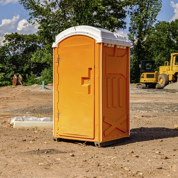 how often are the portable restrooms cleaned and serviced during a rental period in Crary